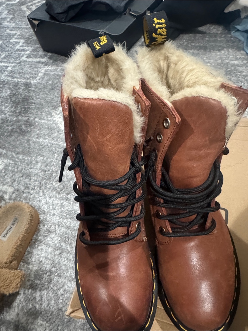 Doc marten Faux-Fur Lined Brown Lace-Up Winter Boots
